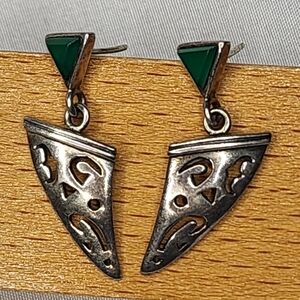 Sterling Silver with a green stone Earrings
